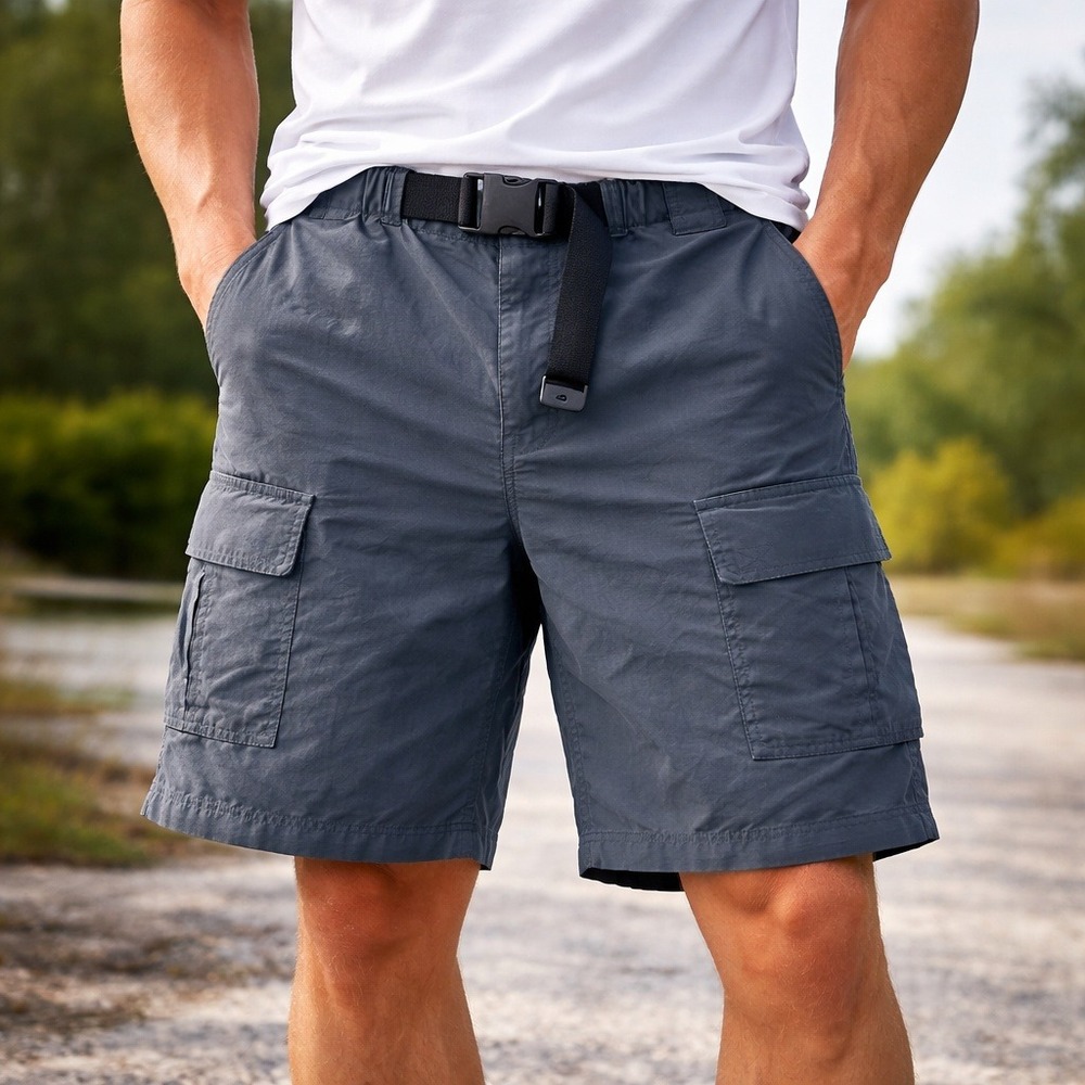The North Face Cargo‎ Shorts Mens XL Gray Integrated Belt Nylon Hiking Camping